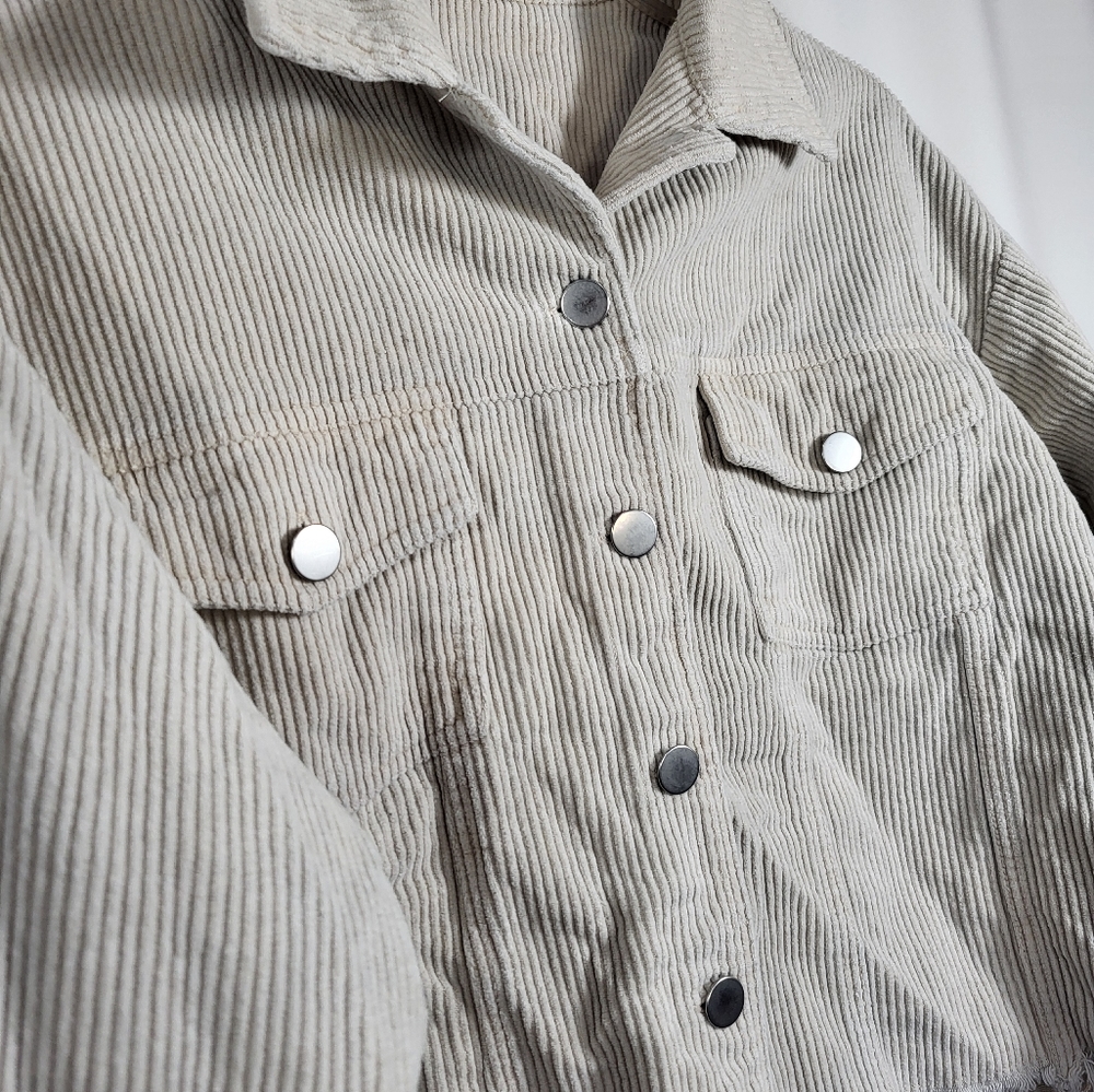 BiBi cream corduroy baggy jacket women's S #1539 - Picture 4 of 6